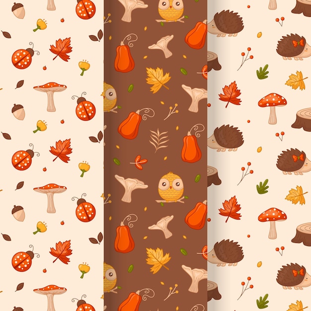 Hand drawn autumn patterns collection