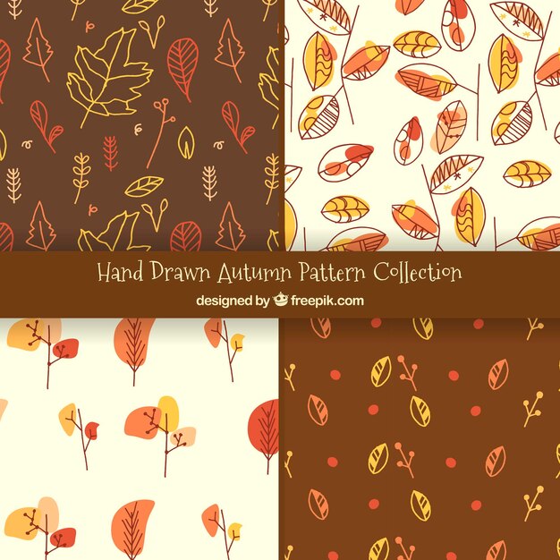 Free Vector hand drawn autumn patterns with artistic style