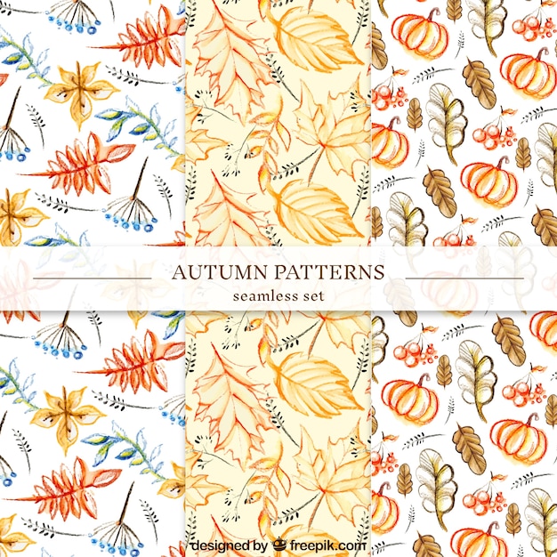 Free vector hand drawn autumn patterns with colorful style