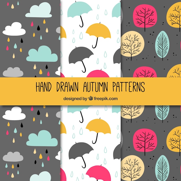 Free vector hand drawn autumn patterns