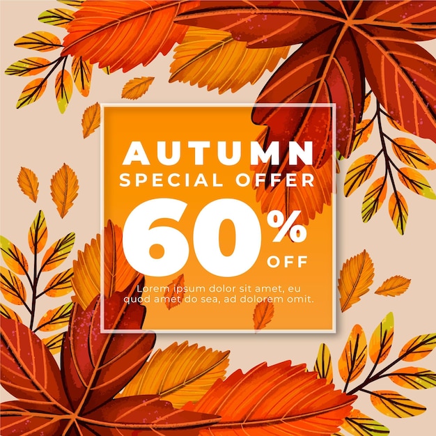 Annuncio di vendita autunno disegnato a mano con offerta speciale