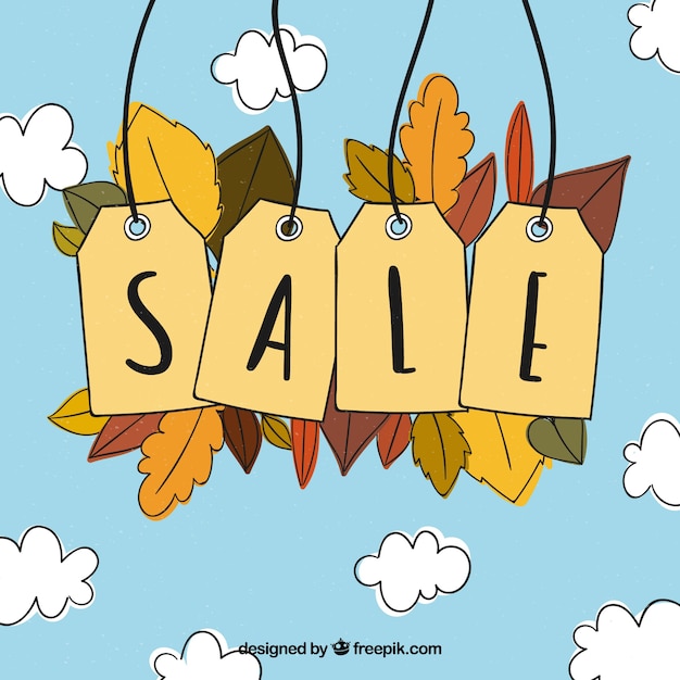 Free vector hand drawn autumn sale background with labels