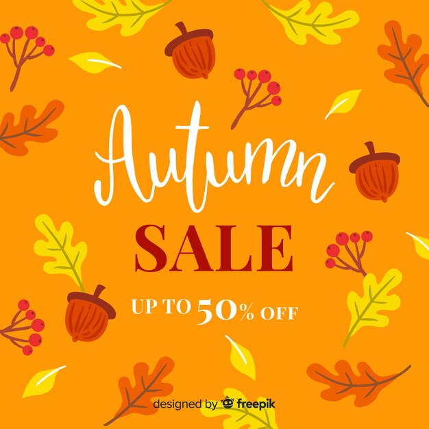 Hand drawn autumn sale background