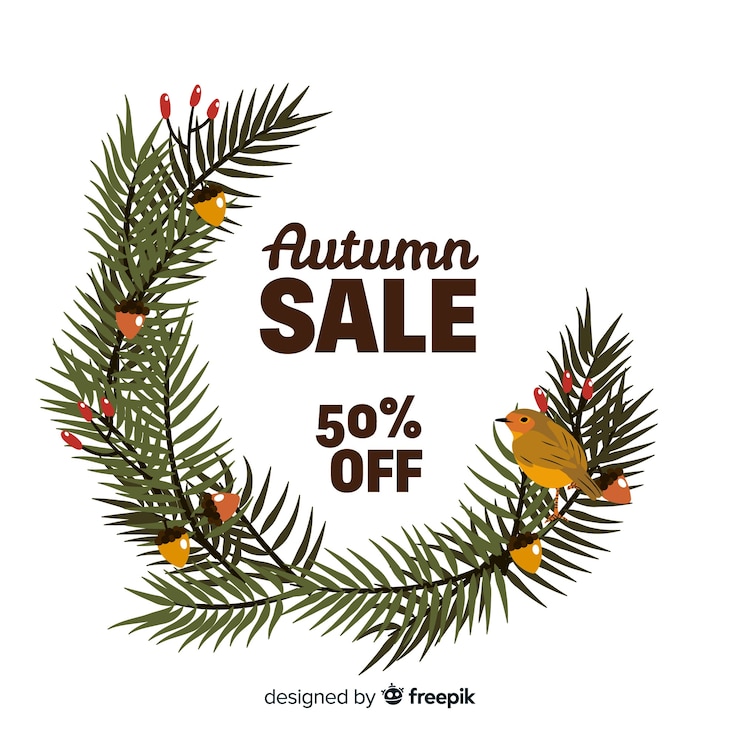 Free Vector hand drawn autumn sale background