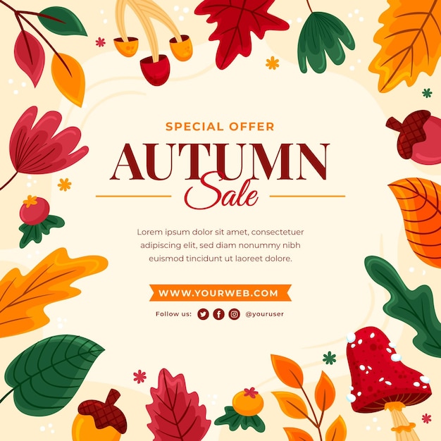 Hand drawn autumn sale background