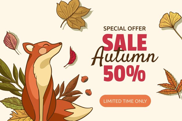 Hand drawn autumn sale background