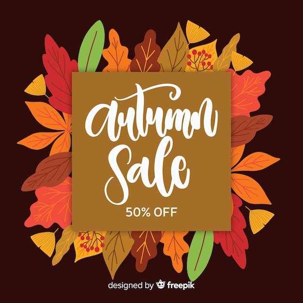 Hand drawn autumn sale background