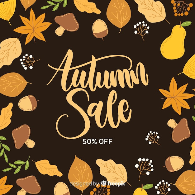 Hand drawn autumn sale background 