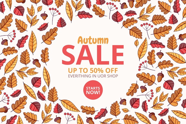 Hand drawn autumn sale background