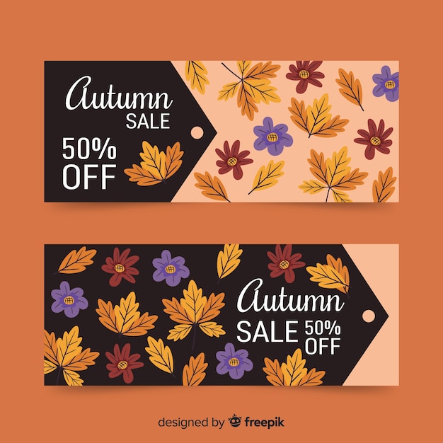 Hand drawn autumn sale banners template