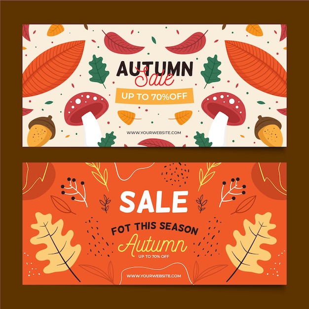 Free vector hand drawn autumn sale banners template