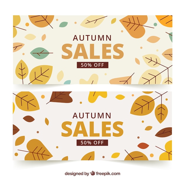 Hand drawn autumn sale banners