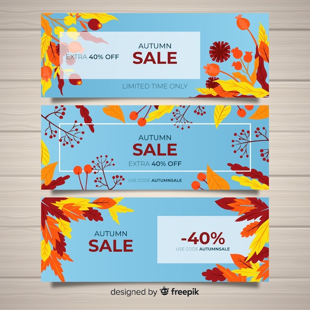 Free vector hand drawn autumn sale banners