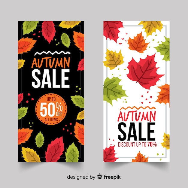 Hand drawn autumn sale banners