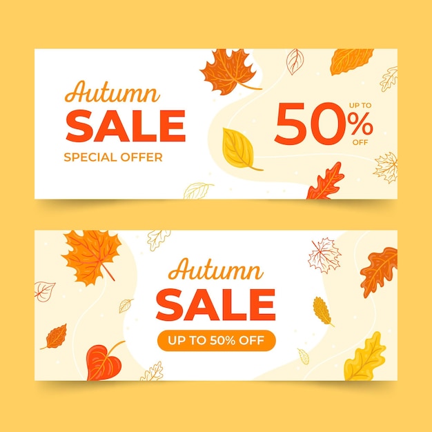 Free vector hand drawn autumn sale banners