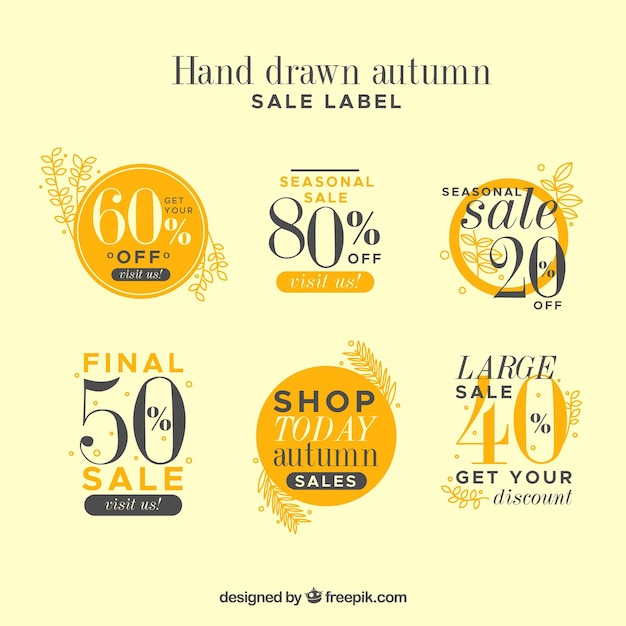 Hand drawn autumn sale label