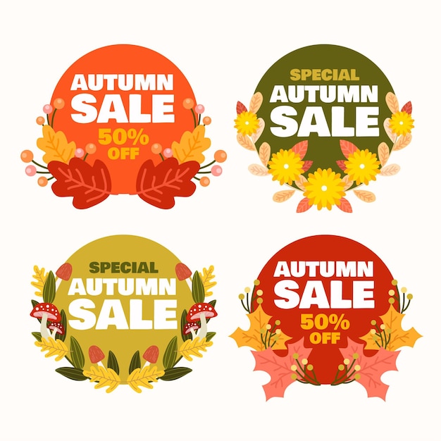 Hand drawn autumn sale labels collection