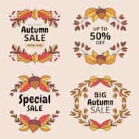 Free vector hand drawn autumn sale labels collection