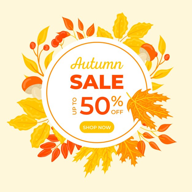 Promozione di vendita autunno disegnata a mano