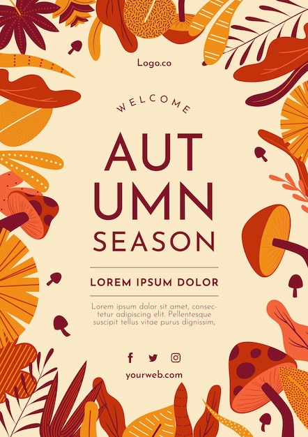 Hand drawn autumn vertical flyer template