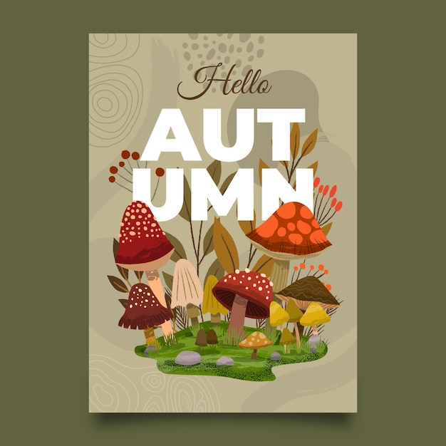 Hand drawn autumn vertical poster template