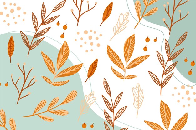 Hand drawn autumn wallpaper with leaves