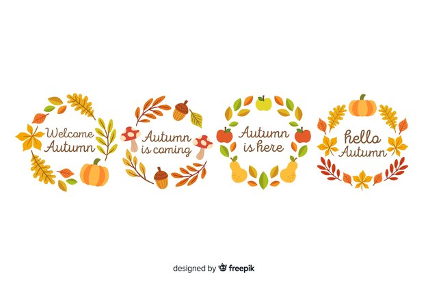 Free vector hand drawn autumn wreaths collection