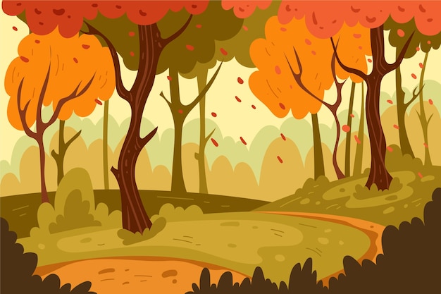 Hand drawn autumnal landscape