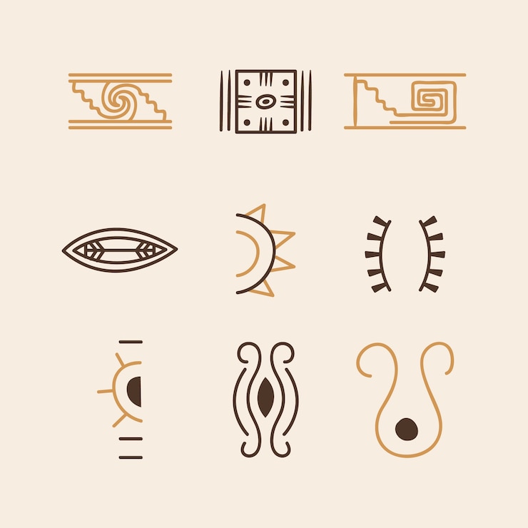 Free Vector hand drawn aztec symbol set