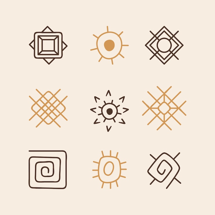 Free Vector hand drawn aztec symbol set