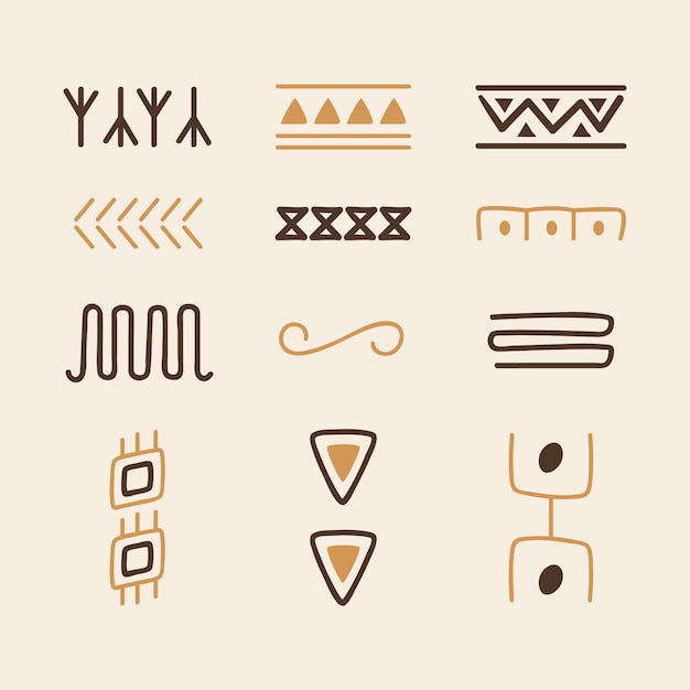 Free vector hand drawn aztec symbol set