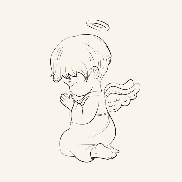 Free vector hand drawn baby angel drawing illustration