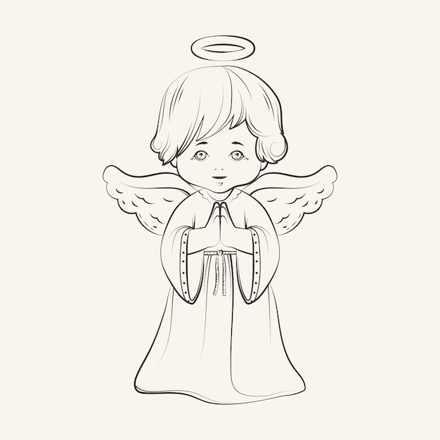 Бесплатное векторное изображение Нарисованная рукой иллюстрация рисунка ангелочка