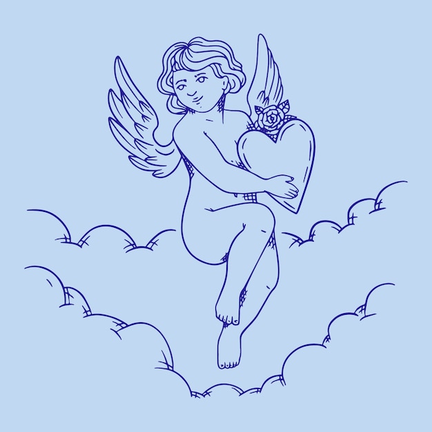 Hand drawn baby angel drawing illustration