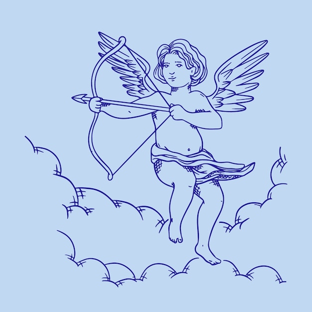 Hand drawn baby angel drawing illustration