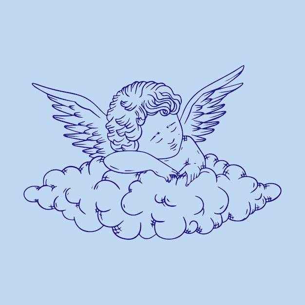 Hand drawn baby angel drawing illustration