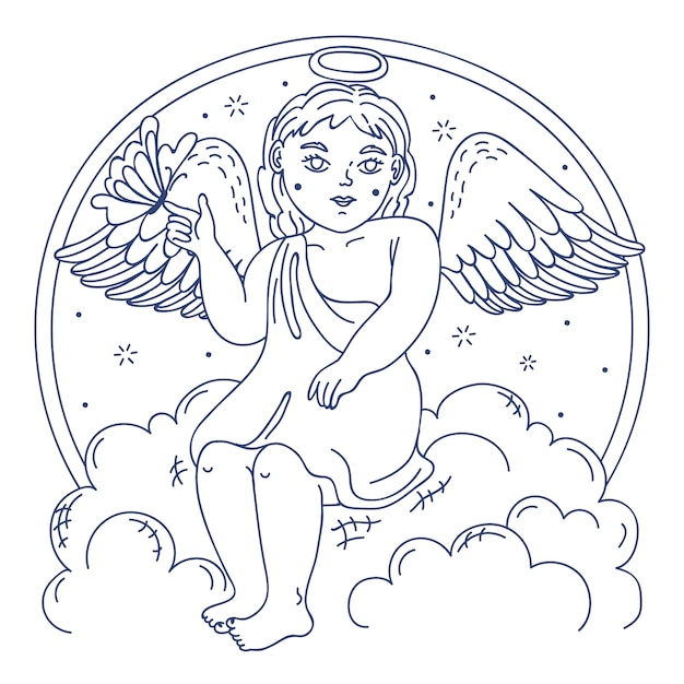 Free Vector hand drawn baby angel drawing illustration