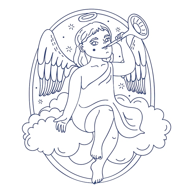 Free Vector hand drawn baby angel drawing illustration