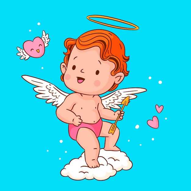 Free vector hand drawn baby angel drawing illustration