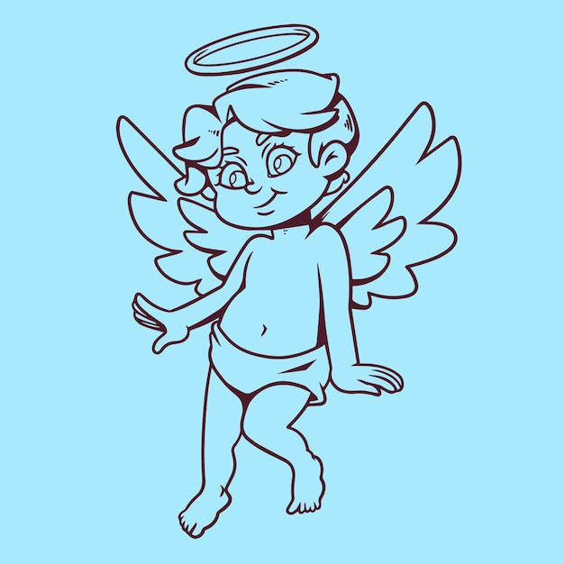 Free Vector hand drawn baby angel drawing illustration