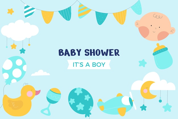 Hand drawn baby boy announcement background