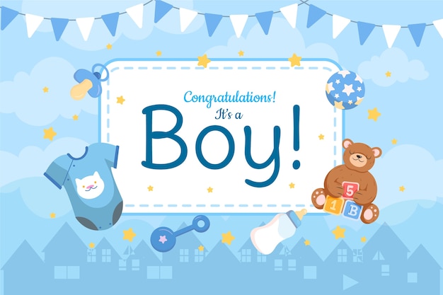 Hand drawn baby boy background