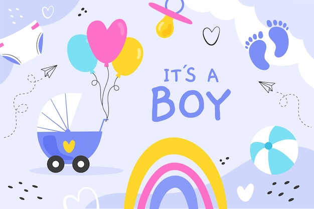 Free vector hand drawn baby boy background