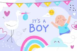 Free vector hand drawn baby boy background