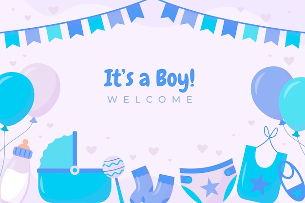 Hand drawn baby boy background