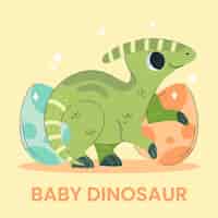 무료 벡터 손으로 그린 된 아기 공룡