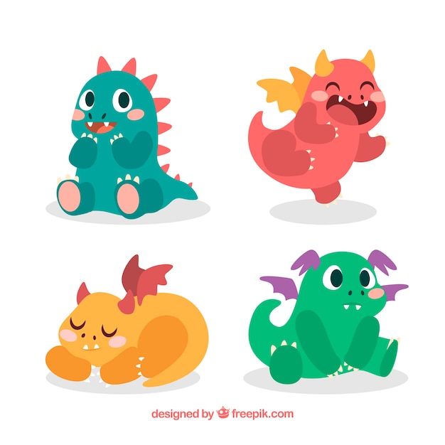 Download Free Hand Drawn Baby Dragon Character Collection Svg Dxf Eps Png Download Free Svg Cut Files