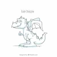 Free vector hand drawn baby dragon character