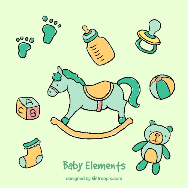 Hand drawn baby elements