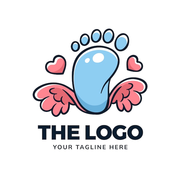 Бесплатное векторное изображение Дизайн логотипа детской ноги, нарисованный вручную